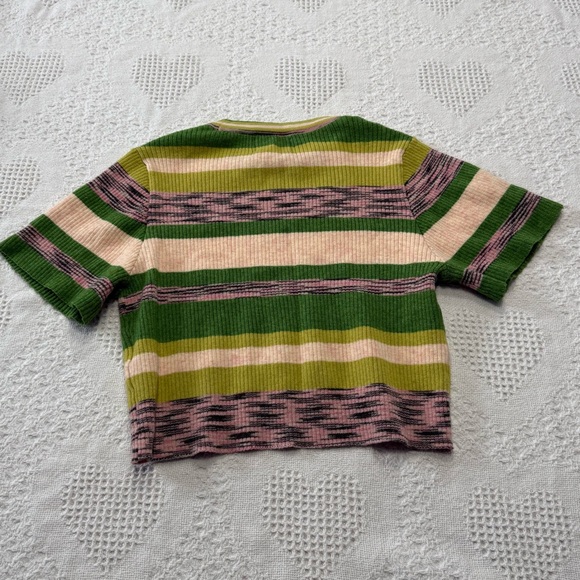 Urban Outfitters Striped Cropped Short Sleeve Sweater (XS) - Picture 5 of 7